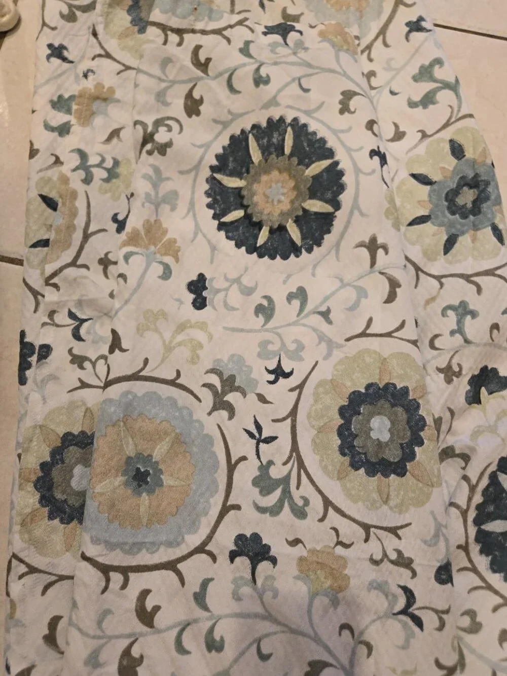 JCPenney Home Suzani Blue Floral Medallion Fabric Shower Curtain 72x72